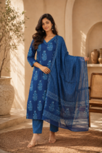 Aabha Blue Handwork Suit Set with Dupatta