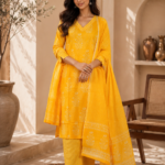 Aabha Yellow Handwork Suit Set with Dupatta