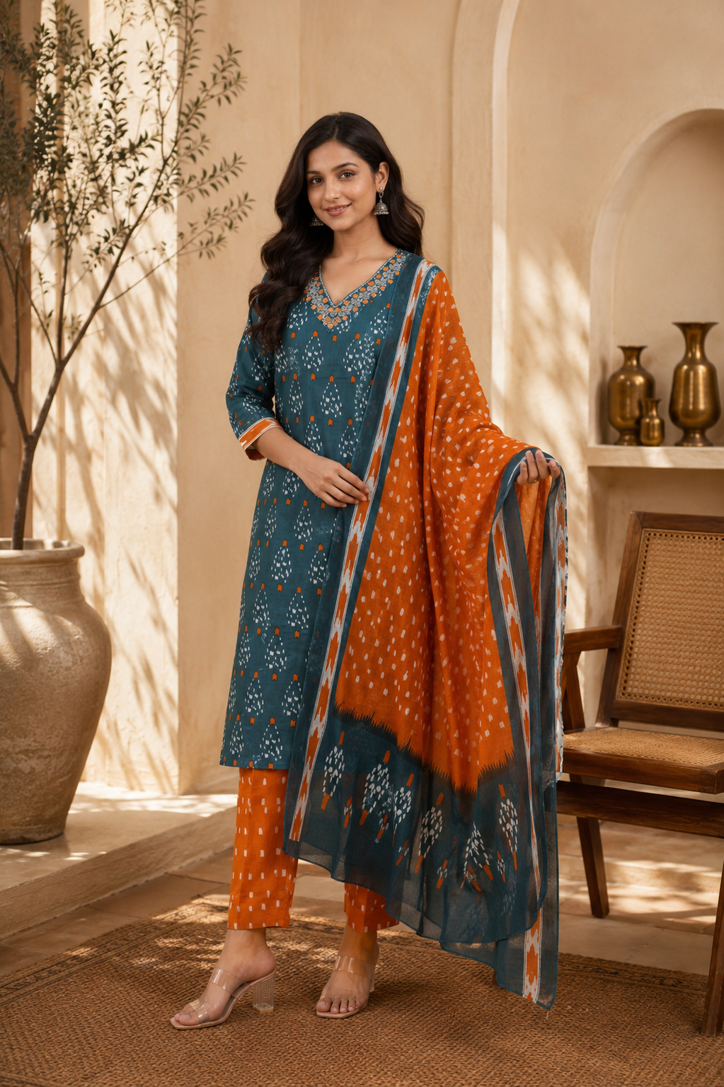 ChatGPT Image Jun 15, 2026, 03_21_25 PM Gulnaar Green Embroidered Kurta Pant Dupatta Set for Women - Image 1