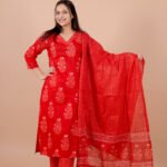 Aabha Red Handwork Suit Set with Dupatta
