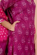 Gulnaar Wine Embroidered Kurta Pant Dupatta Set for Women - Image 4