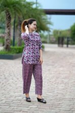 Women’s Printed Nightwear Set | Breathable Cotton Lounge Wear | Relaxed Fit Sleep Suit - Image 3