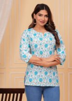 Rexxica Fashions Jaipuri Cotton Printed Short Kurti for Women