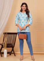 Rexxica Fashions Jaipuri Cotton Printed Short Kurti for Women - Image 2