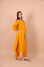 Aarohi Musterd Yellow Embroidered Kurta Set - Image 7