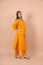 Aarohi Musterd Yellow Embroidered Kurta Set - Image 7
