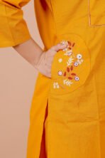 Aarohi Musterd Yellow Embroidered Kurta Set - Image 6