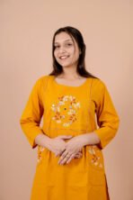 Aarohi Musterd Yellow Embroidered Kurta Set - Image 4