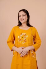 Aarohi Musterd Yellow Embroidered Kurta Set - Image 4