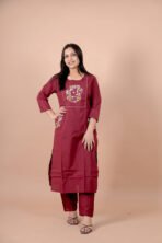 Aarohi Maroon Embroidered Kurta Set - Image 2