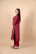 Aarohi Maroon Embroidered Kurta Set - Image 3