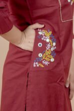 Aarohi Maroon Embroidered Kurta Set - Image 5