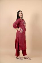 Aarohi Maroon Embroidered Kurta Set - Image 6