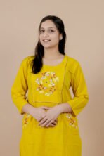 Aarohi Yellow Embroidered Kurta Set - Image 4