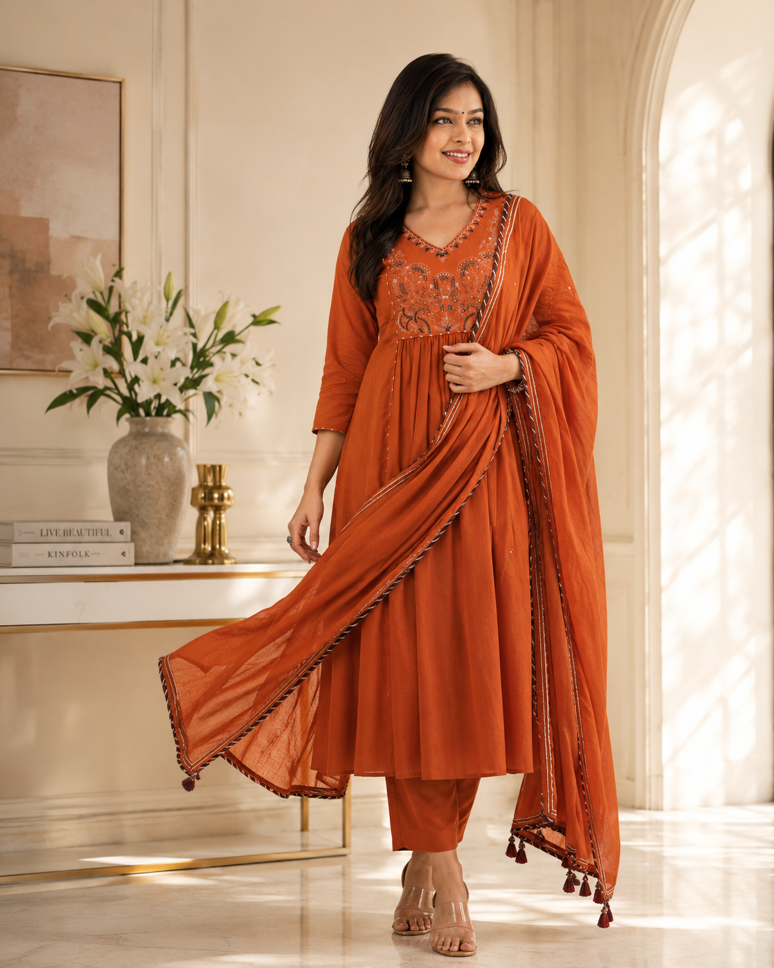 ChatGPT Image Jun 15, 2026, 02_31_34 PM Noor Rust Orange Embroidered Suit Set with Dupatta - Image 1