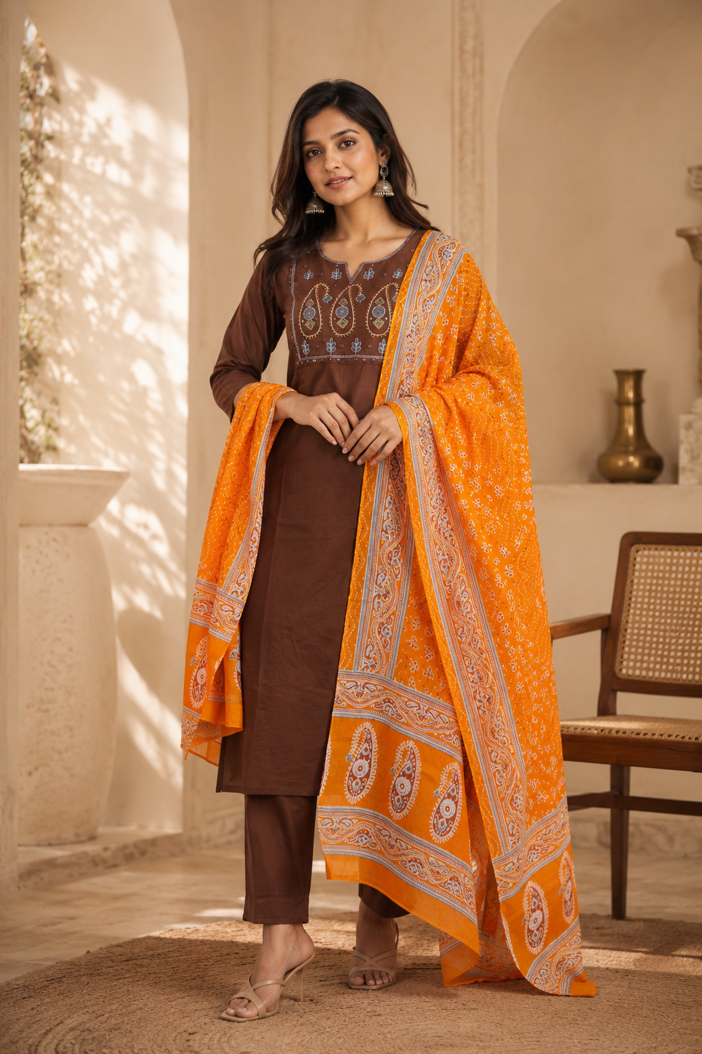ChatGPT Image Jun 15, 2026, 02_42_08 PM The Noor Terra Gold Embroidered Cotton Suit Set - Image 1