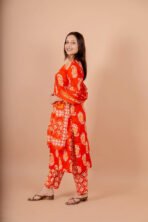Meher Orange Hand Worked Cotton Suit Set with Dupatta - Image 5