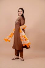 The Noor Terra Gold Embroidered Cotton Suit Set - Image 5
