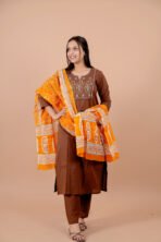 The Noor Terra Gold Embroidered Cotton Suit Set - Image 4