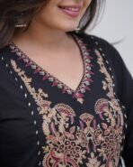 Noor Black Embroidered Suit Set with Dupatta - Image 4