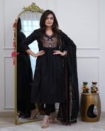 Noor Black Embroidered Suit Set with Dupatta