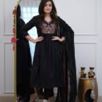 Noor Black Embroidered Suit Set with Dupatta