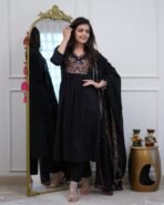 Noor Black Embroidered Suit Set with Dupatta - Image 2